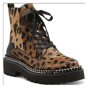 Vince Camuto Mindinta Spotted Cow Hair Combat Boot